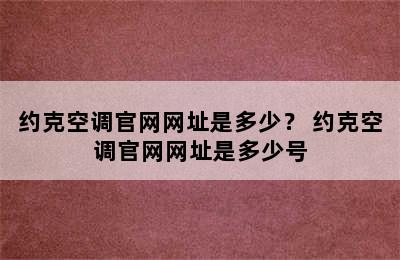 约克空调官网网址是多少？ 约克空调官网网址是多少号